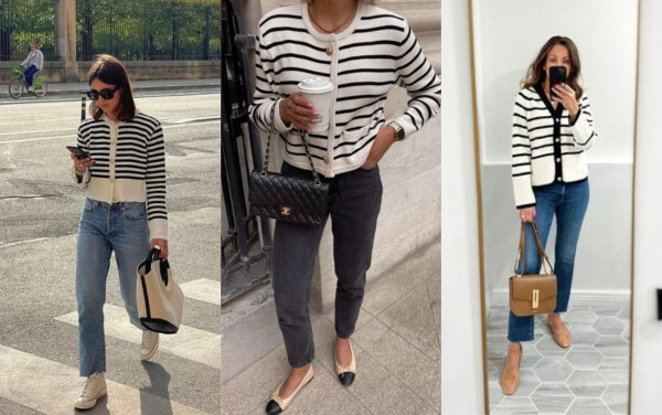 Áo cardigan phối với quần baggy